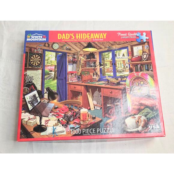 Complete White Mountain 1,000 Piece Puzzle "Dad's Hideaway" 24"x30" Ages 12+ - Picture 1 of 2